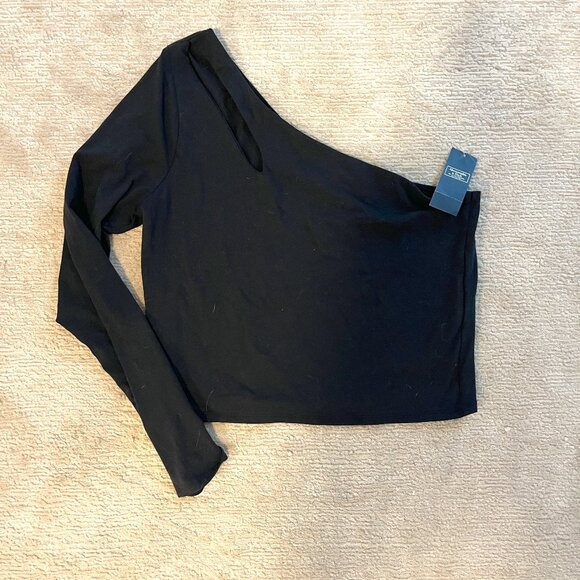 Abercrombie One Shoulder Cut-Out Cropped Shirt - Picture 1 of 4